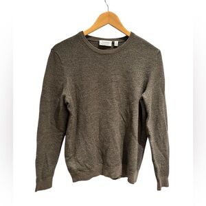 Calvin Klein Italian Dyed Yarn Merino Blend Crewneck Sweater Brown Size Medium